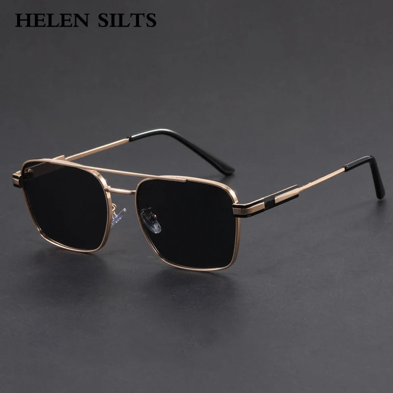 Square Metal Sunglasses with UV400 Protection