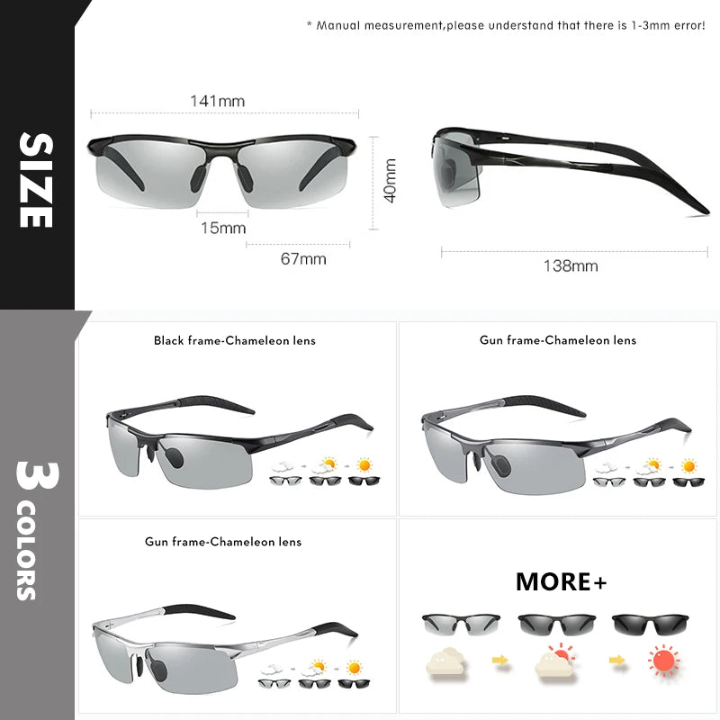 Photochromic Polarized Sports Sunglasses with UV400 Protection