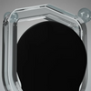 A clear hexagonal silicone swim cap with a black insert, designed to be waterproof and soft.