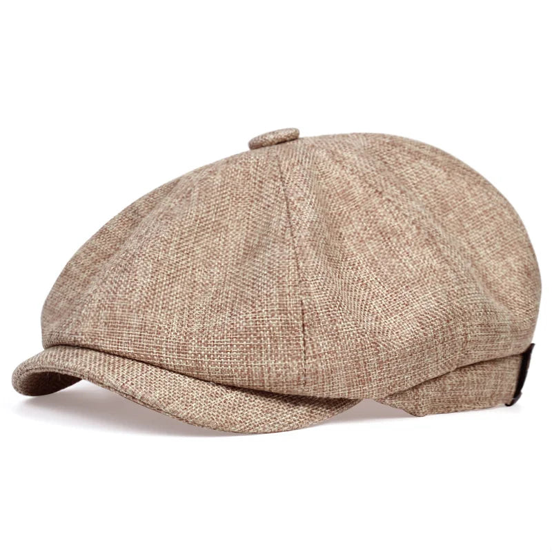 Unisex Linen Newsboy Cap – Retro Octagonal Beret