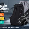 Black breathable pure cotton jogger pants shown on a person, emphasizing comfort and daily commute use.