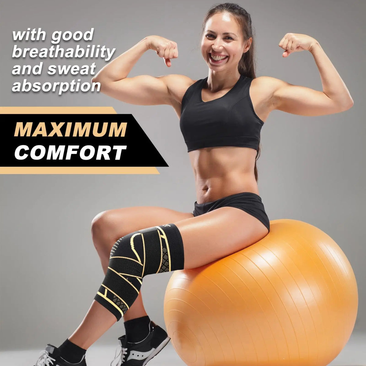 Copper-Infused Knee Compression Sleeve with Adjustable Strap