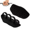 Black silicone gym and weightlifting grip gloves shown with a hand gripping a metal bar.