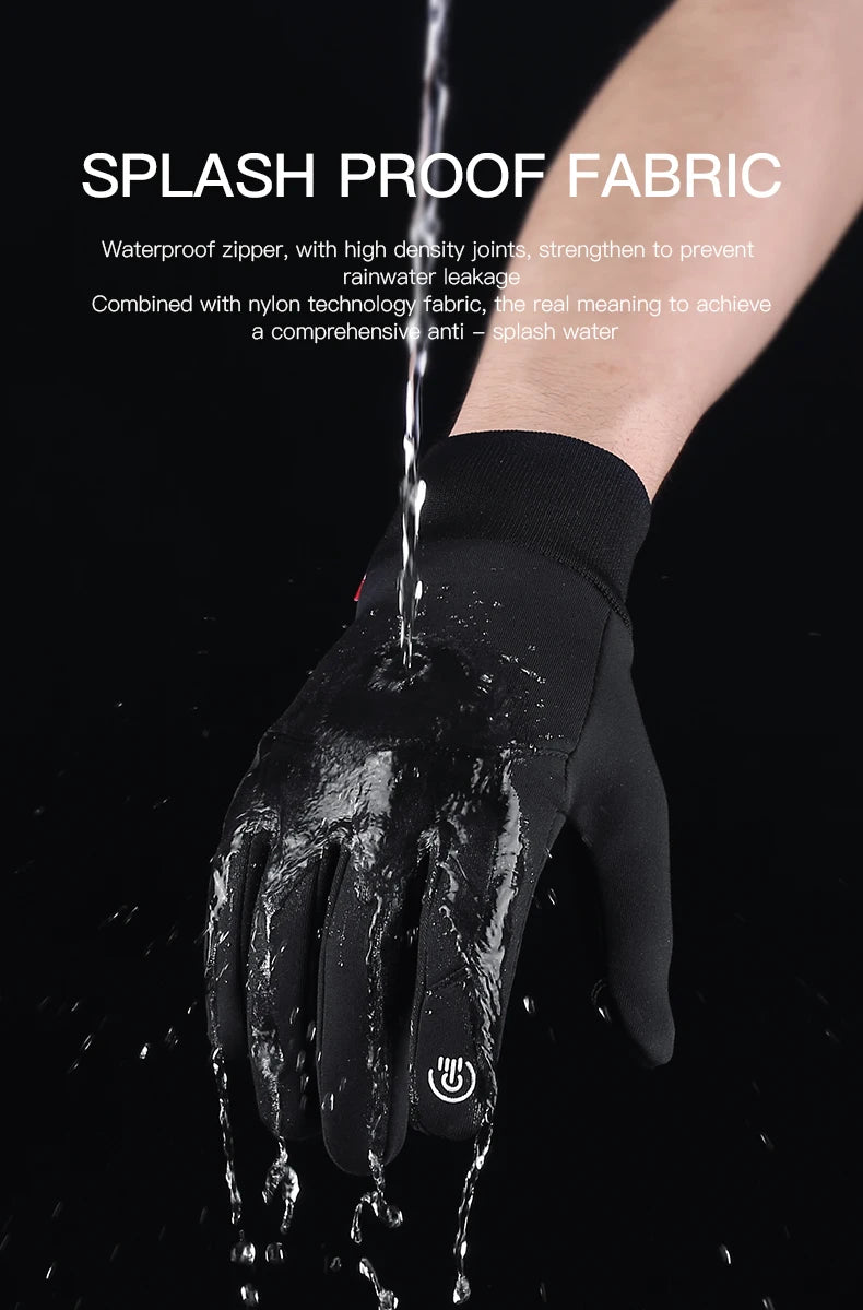 A close-up of a black splash proof fabric glove being used to prevent rainwater leakage.