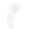 White men's distressed pirate style durag head wrap tied and folded