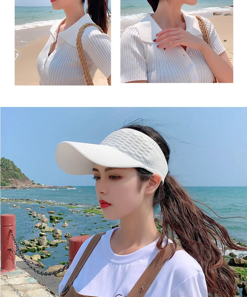 Breathable Adjustable Sun Visor Cap for Women