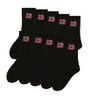A stack of black men's classic crew socks with red numbers 23 visible on the cuff.