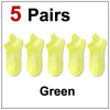 Five pairs of bright green breathable men's running socks displayed on a white background.