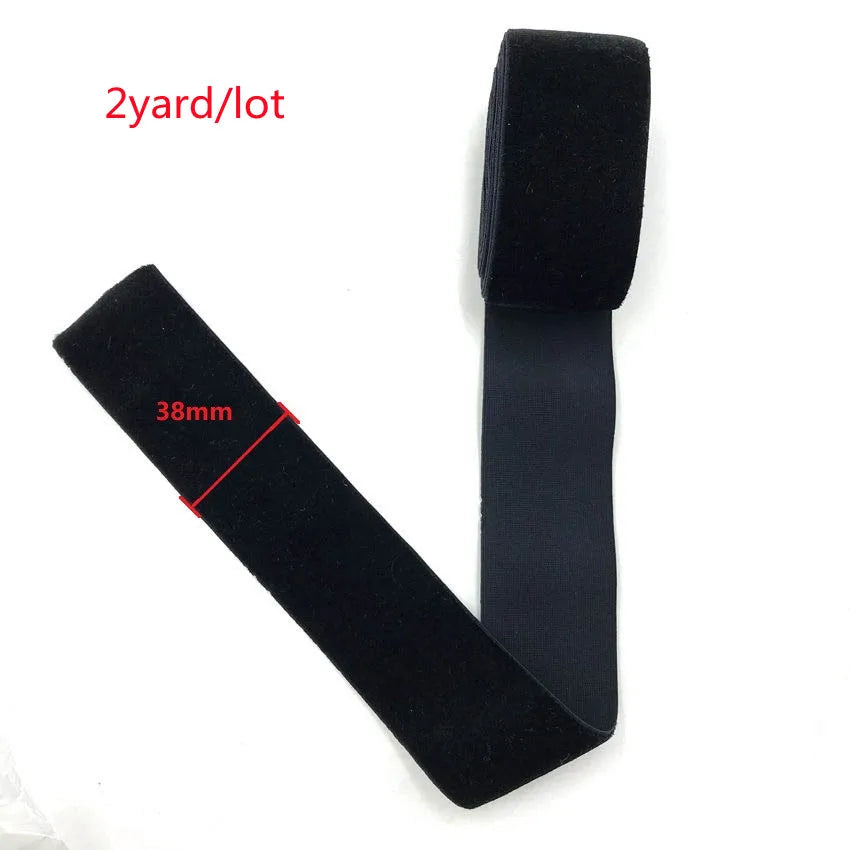 Black stretch velvet elastic headband with a 38mm width and a 2yard lot.