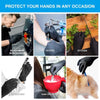 Collection de gants de nettoyage en nitrile robustes dans divers contextes, incluant la maintenance mécanique et le tatouage.