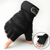 Black breathable fingerless sports gloves with wrist support shown on a hand and in a separate circular view.