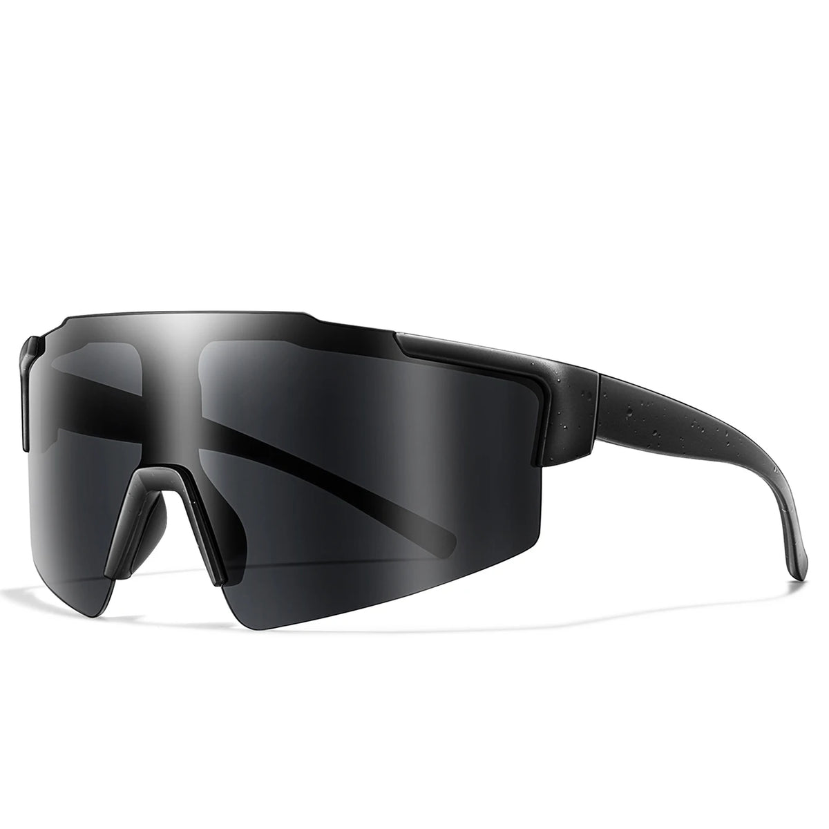 Black polarized cycling sunglasses viewed from the side.