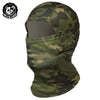 A camouflage green mesh balaclava face mask for sun and dust protection.