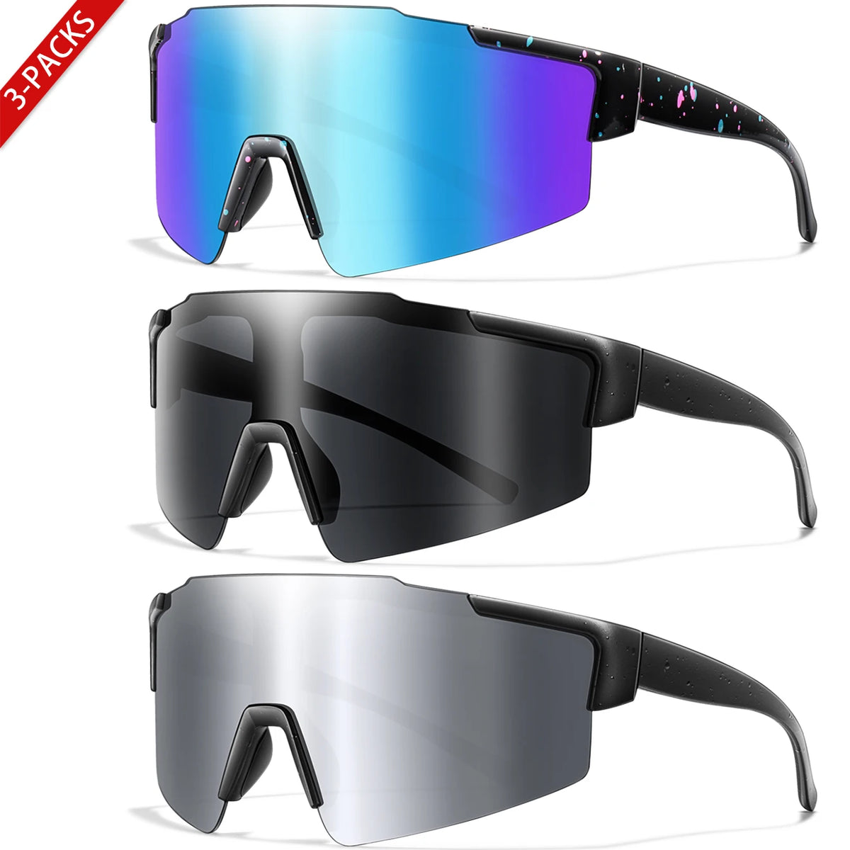 UV400 Polarized Sports Sunglasses (3-Pack)