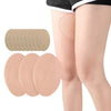 Invisible anti-wear thigh patches for friction relief showing various sizes of beige adhesive patches on a leg