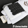 A pair of white goalkeeper gloves with black finger protection and a level 5 detachment feature.