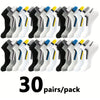 A pack of 30 pairs of men's color-block mesh ankle socks in various gray, white, and black patterns.