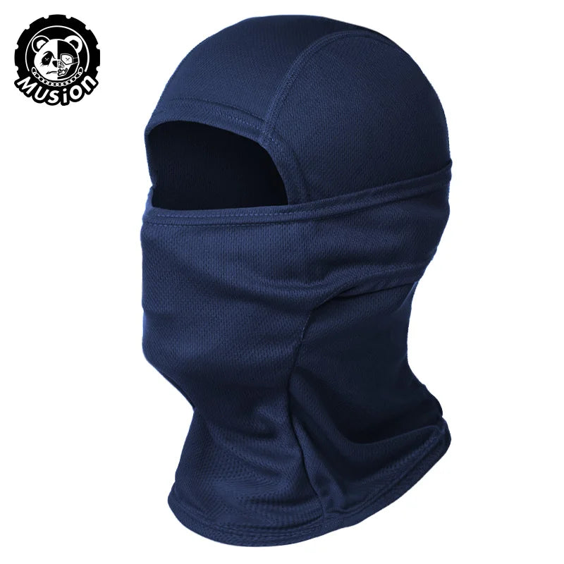 Navy blue breathable mesh balaclava face mask for sun and dust protection