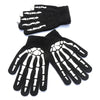 Black gloves with white skeletal print designed for fitness and cycling