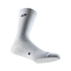 White athletic running socks with arch support shown from the side.