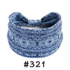 Navy blue boho knotted cotton headband with geometric pattern