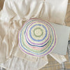 Handwoven Rainbow Stripe Straw Sun Hat with Wide Brim
