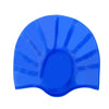 A bright blue waterproof silicone swimming cap designed for long hair.