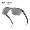 A pair of silver-framed NAICOKI species polarized sunglasses with dark lenses displayed on a white background.