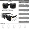 A set of black and gold frame sunglasses shown from the front and side, suitable for various face shapes.
