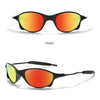 Orange-tinted sunglasses shown from the front and a side angle, with a 45 degree tilt.