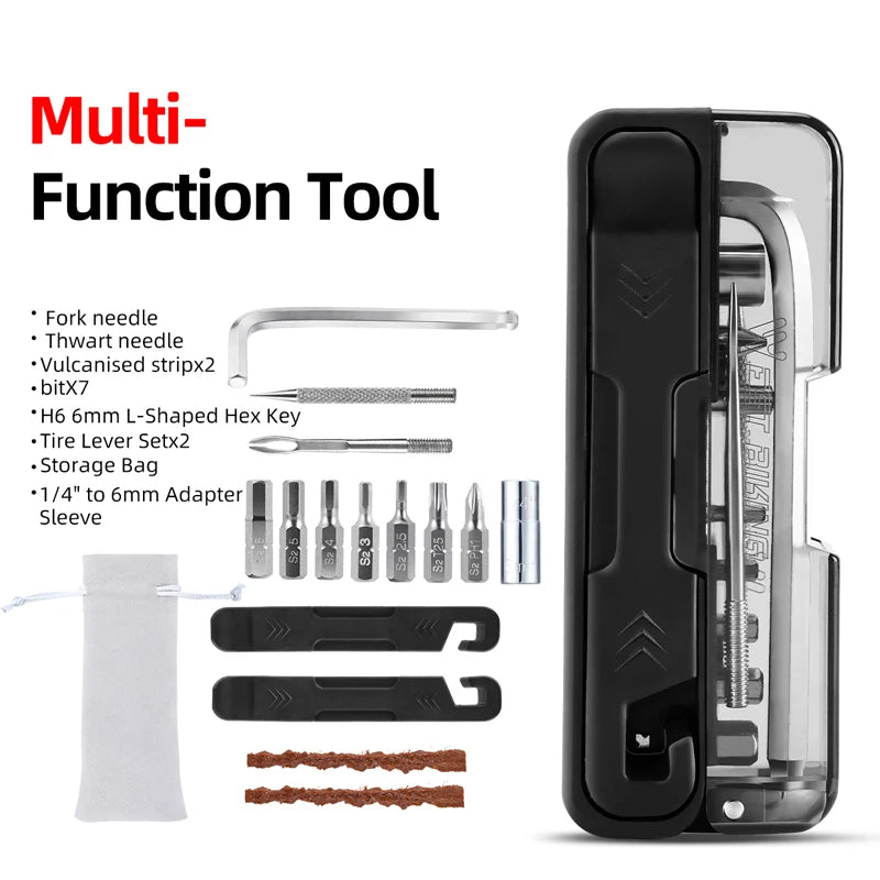 Compact 14-in-1 Ratchet Wrench Multi-Tool for Bicycles