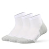 A pair of white and gray breathable performance running socks laid flat.