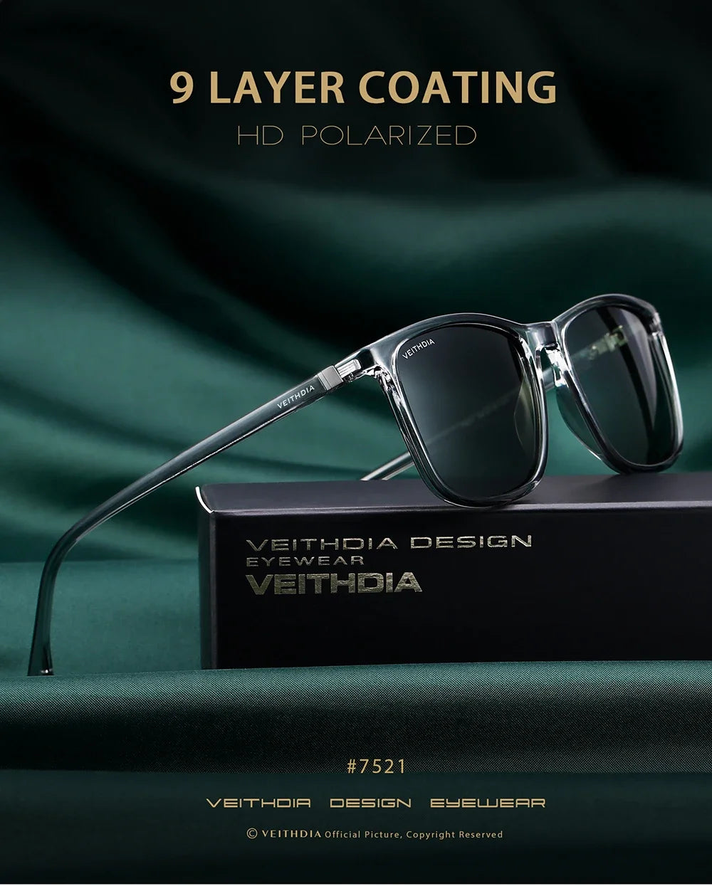 Retro Square Sunglasses with Polarized UV Protection