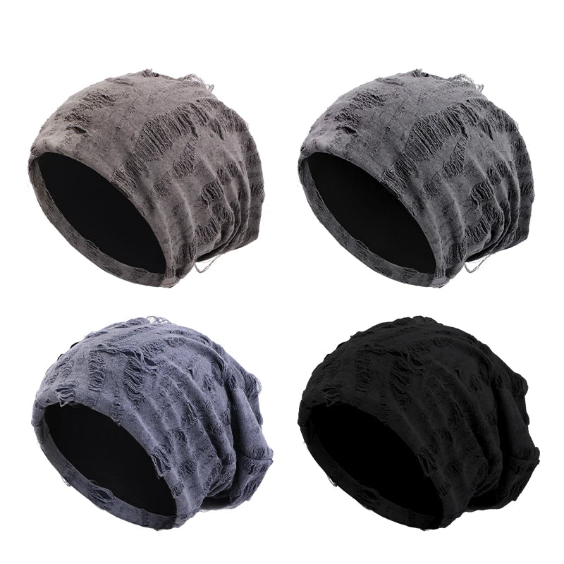Retro Ripped Slouchy Beanie – Vintage Hip-Hop Skull Cap