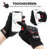 Gants de moto tactiques noirs avec fonction tactile affichée sur un smartphone
