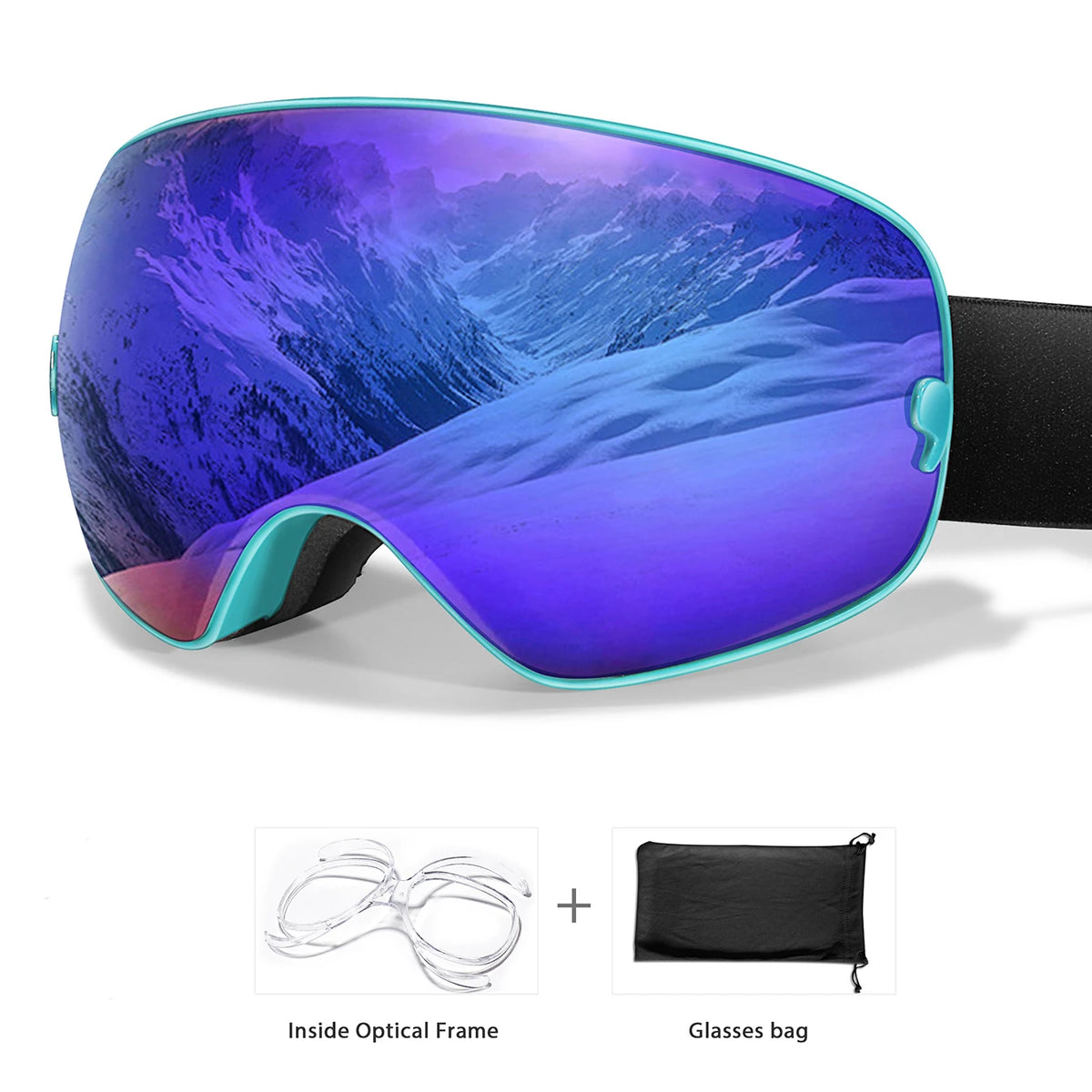 Outdoor Ski Goggles with Protective Case and Anti-Fog Lenses