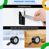 A hand applies self-fusing silicone repair tape to a white pipe, demonstrating its durability and temperature resistance.