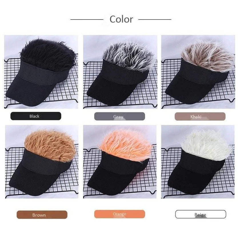 Adjustable Sun Visor with Realistic Hair Strands