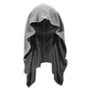 A black and gray cooling sports headscarf shown in a draped, hooded style.