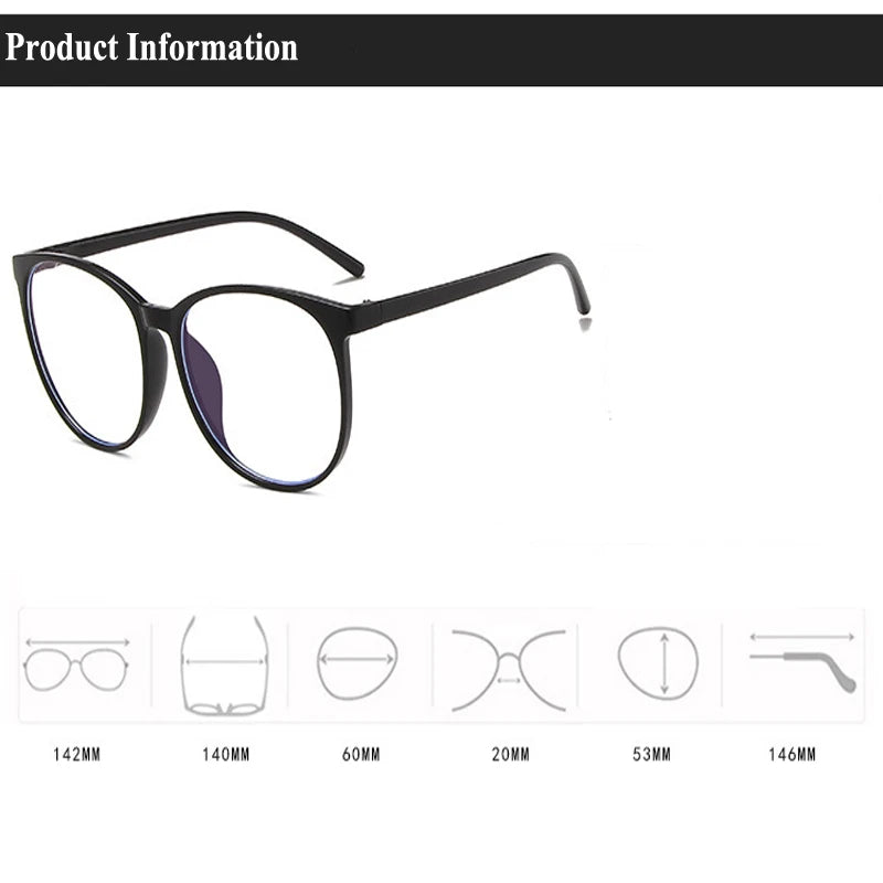 Women's Round Frame Blue Light Blocking Myopia Glasses