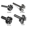 A set of precision wood milling router bits in black, shown at various sizes including 25.4mm, 31.75mm, 38.1mm, and 45mm.