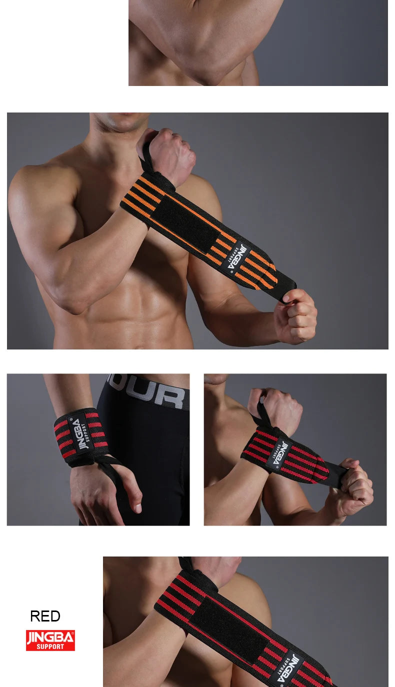 Rote und schwarze Armbandage auf dem Unterarm einer Person.