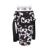 Black and white cow print adjustable pouch for carrying a water bottle