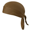 A brown men's distressed pirate style durag head wrap folded and displayed.