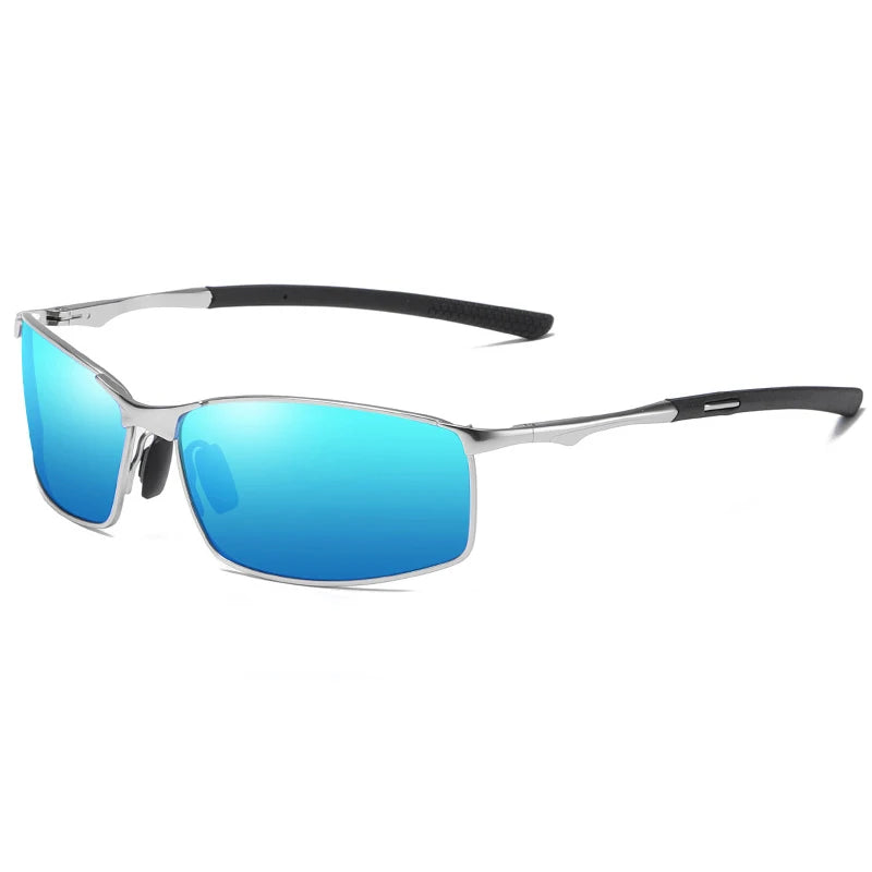 Polarized Square Sunglasses for Men with Metal Frame
