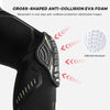 Black performance knee compression sleeve with cross-shaped anti-collision eva foam detailing