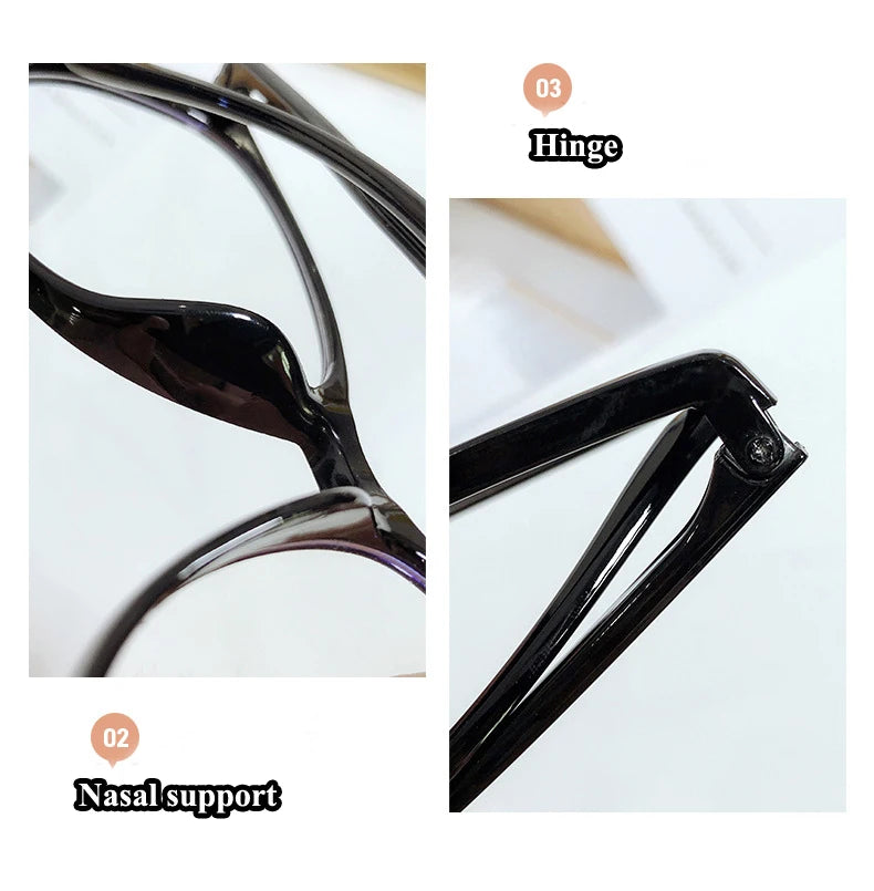 Women's Round Frame Blue Light Blocking Myopia Glasses