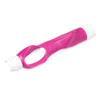 A pink and white portable golf swing grip trainer tool.