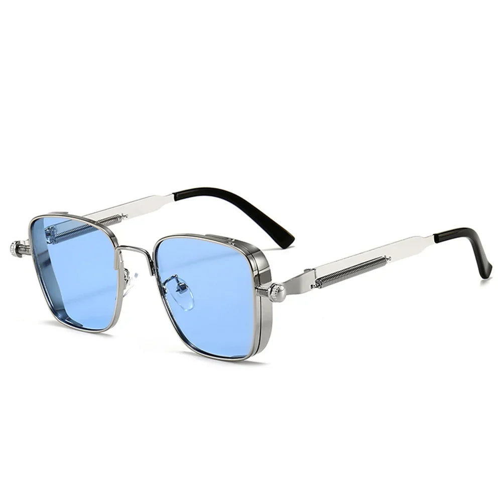Vintage Steampunk Square Sunglasses with Metal Frame