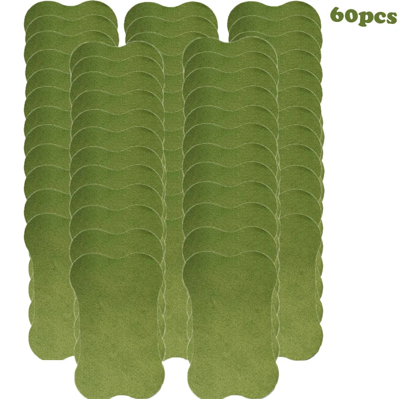 A pack of 60 self-heating lumbar spine patches in olive green.